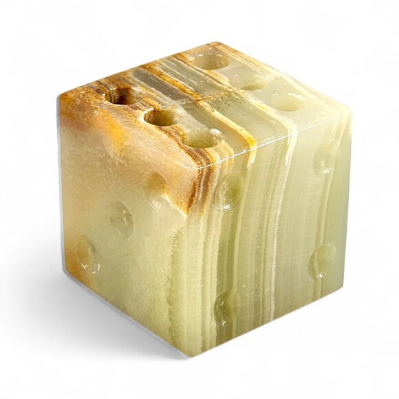 Vintage Onyx Stone Pen Pencil Holder Marble Block MCM Retro Office Desk Decor - Picture 1 of 7